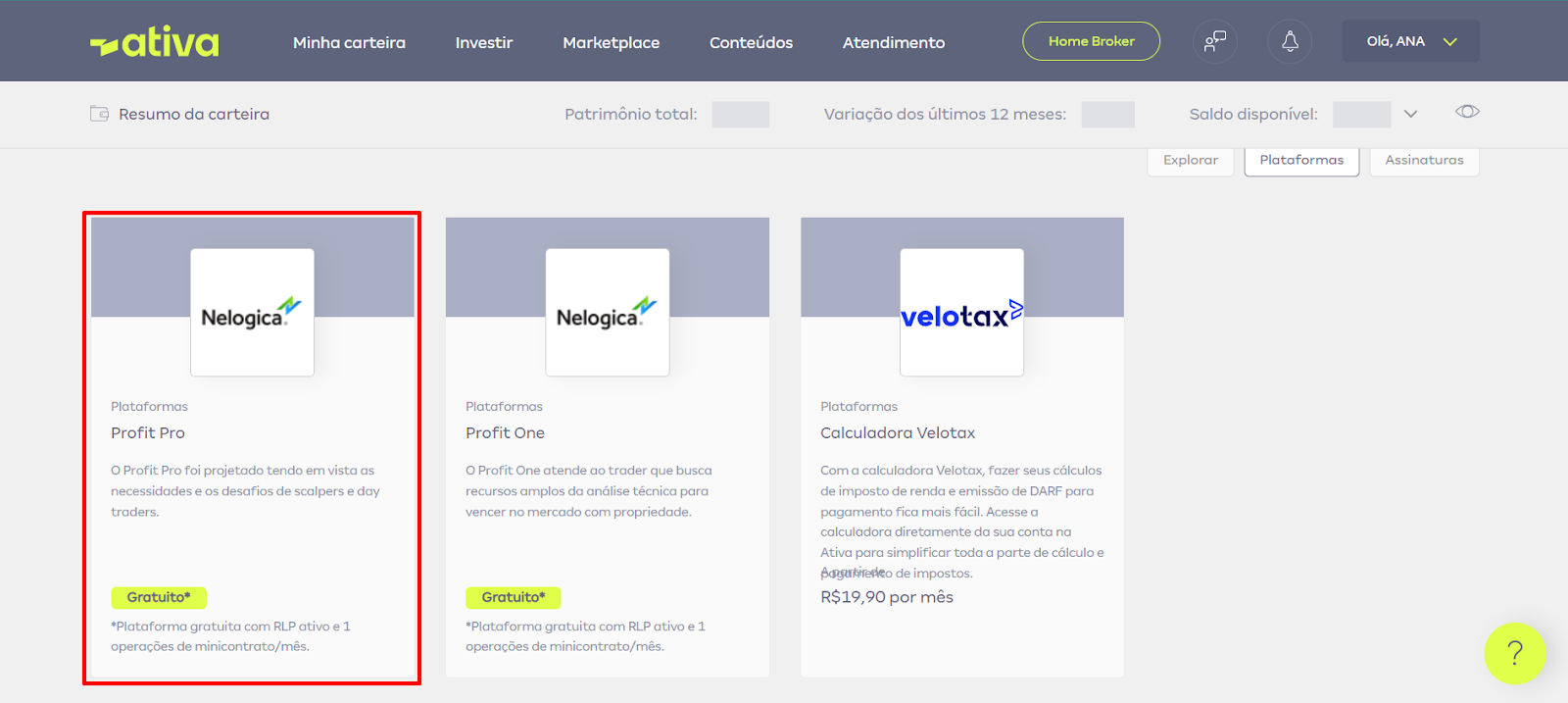 Local de Instalação das Plataformas Profit – Nelogica Sistemas de Software