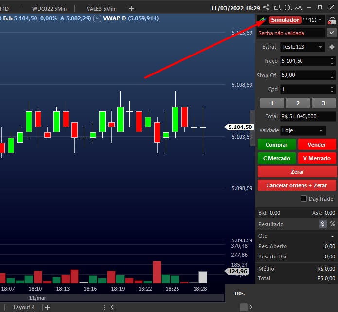 flecha_vermelha_apontando_conta_simulador_selecionada_no_Chart_Trading_do_grafico.jpg