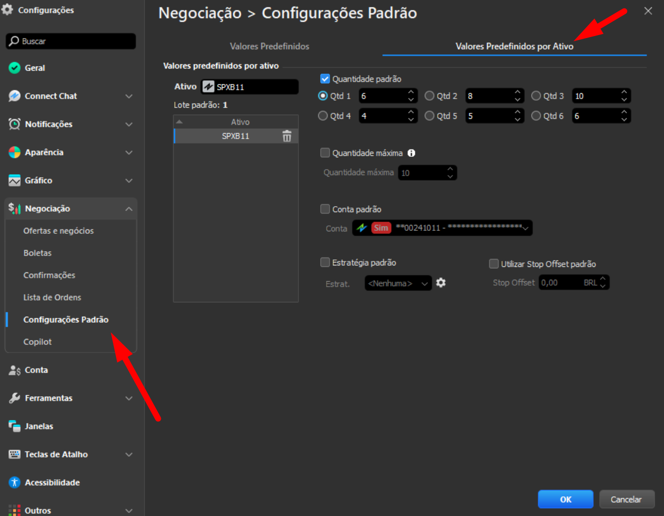 configurações padrão no profit.png