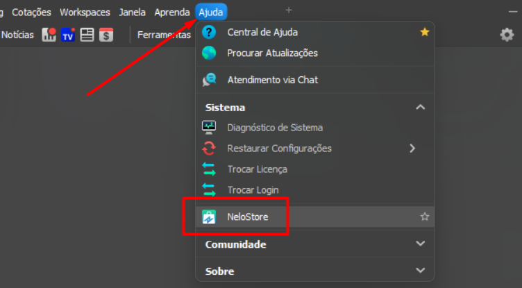 NeloStore no menu Ajuda.png