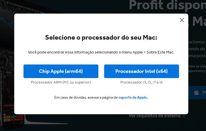 Selecione o processador do seu Mac